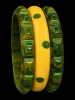 yellow with green up and down mini dot bakelite bangle